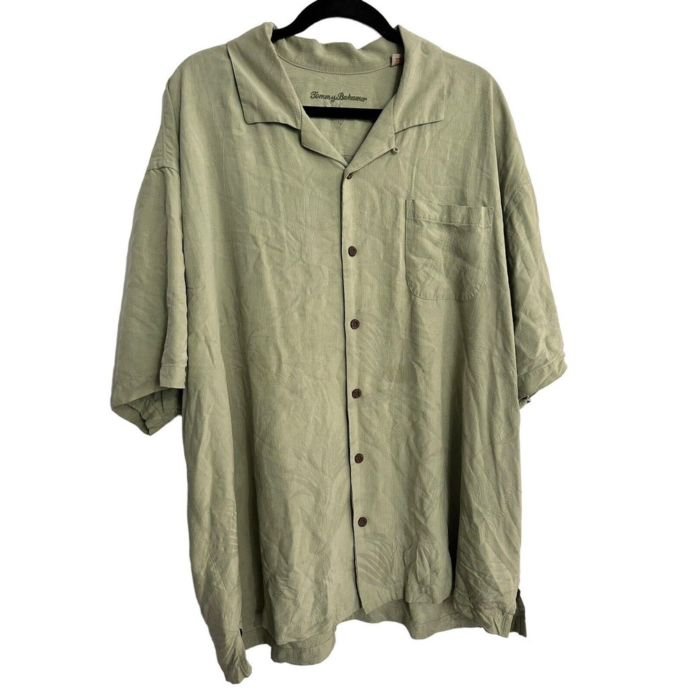 Tommy Bahama Mens Size XXL 2XL Shirt Silk Hawaiian‎ Green Button Up